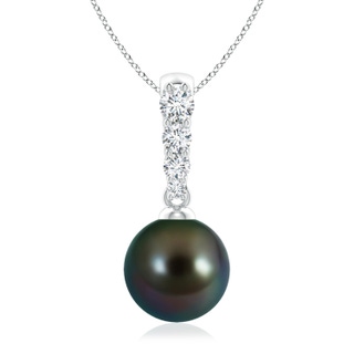 9mm AAAA Tahitian Pearl Solitaire Pendant with Diamonds in P950 Platinum