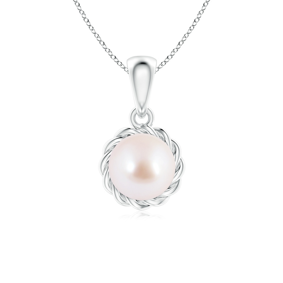 6mm AAA Rope-Framed Japanese Akoya Pearl Pendant in White Gold 