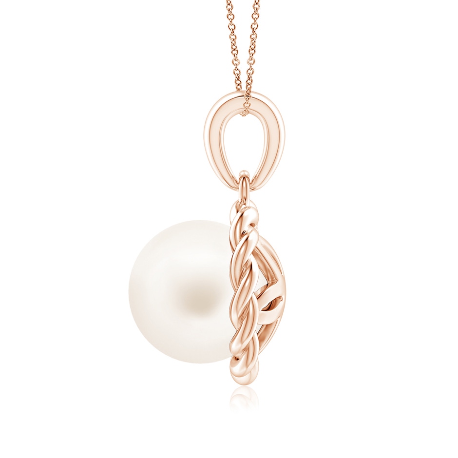8mm AA Rope-Framed Freshwater Pearl Pendant in Rose Gold side 1