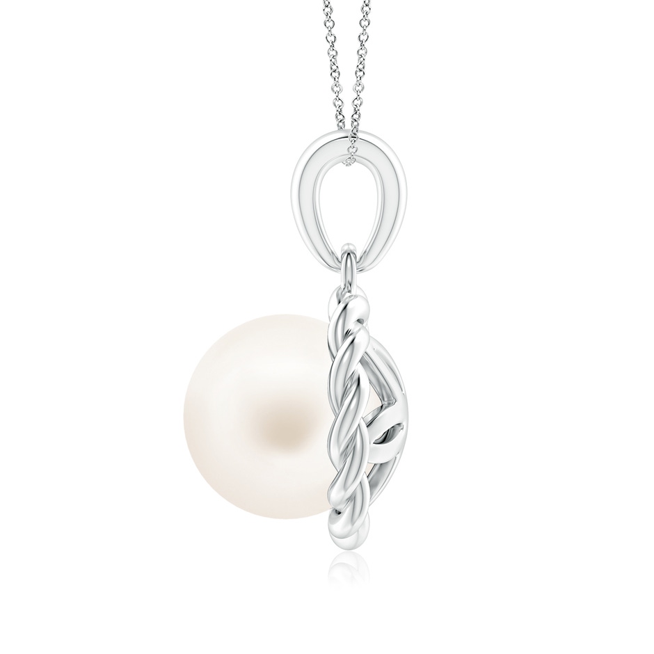 8mm AA Rope-Framed Freshwater Pearl Pendant in White Gold side 1