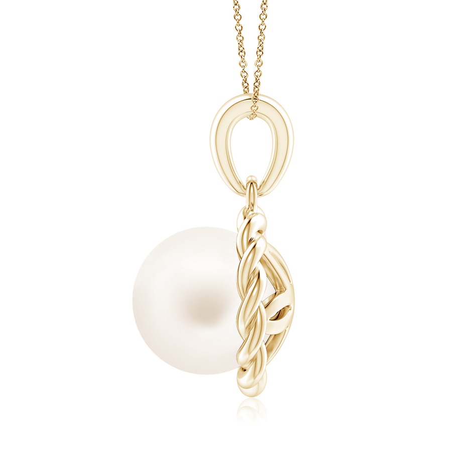 8mm AA Rope-Framed Freshwater Pearl Pendant in Yellow Gold side 1