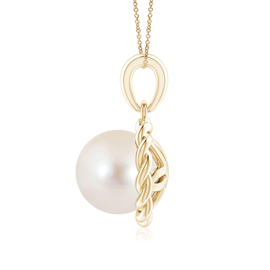 8mm AAAA Rope-Framed Freshwater Pearl Pendant in Yellow Gold side 1