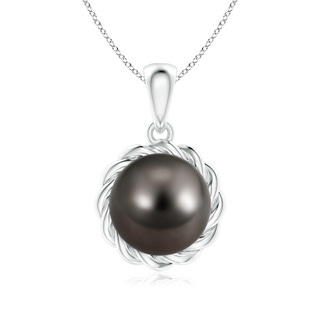 8mm AAA Rope-Framed Tahitian Pearl Pendant in White Gold