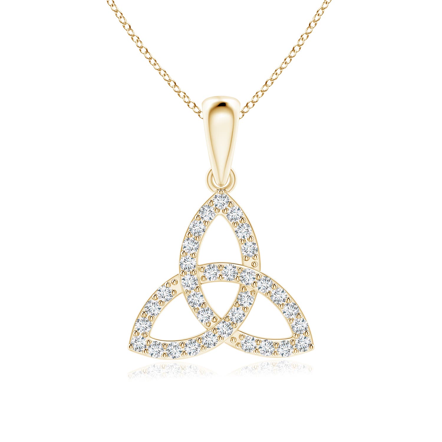 1.3mm GVS2 Celtic Trinity Knot Diamond Pendant in 18CT Yellow Gold