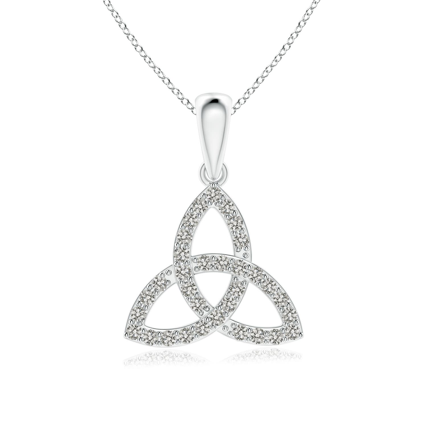1.3mm KI3 Celtic Trinity Knot Diamond Pendant in 18K White Gold