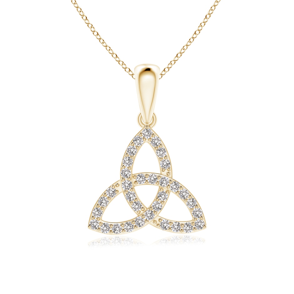 1mm IJI1I2 Celtic Trinity Knot Diamond Pendant in 18K Yellow Gold 