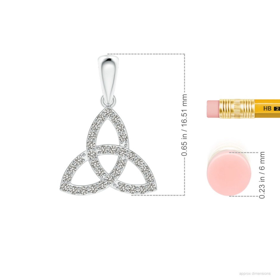 1mm KI3 Celtic Trinity Knot Diamond Pendant in White Gold ruler
