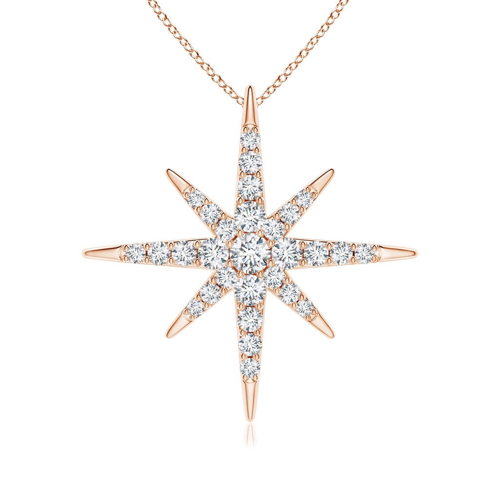 2mm GVS2 Diamond Eight-Point Starburst Pendant in Rose Gold