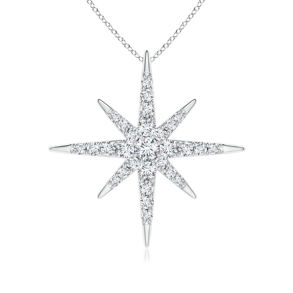 2mm GVS2 Diamond Eight-Point Starburst Pendant in White Gold 