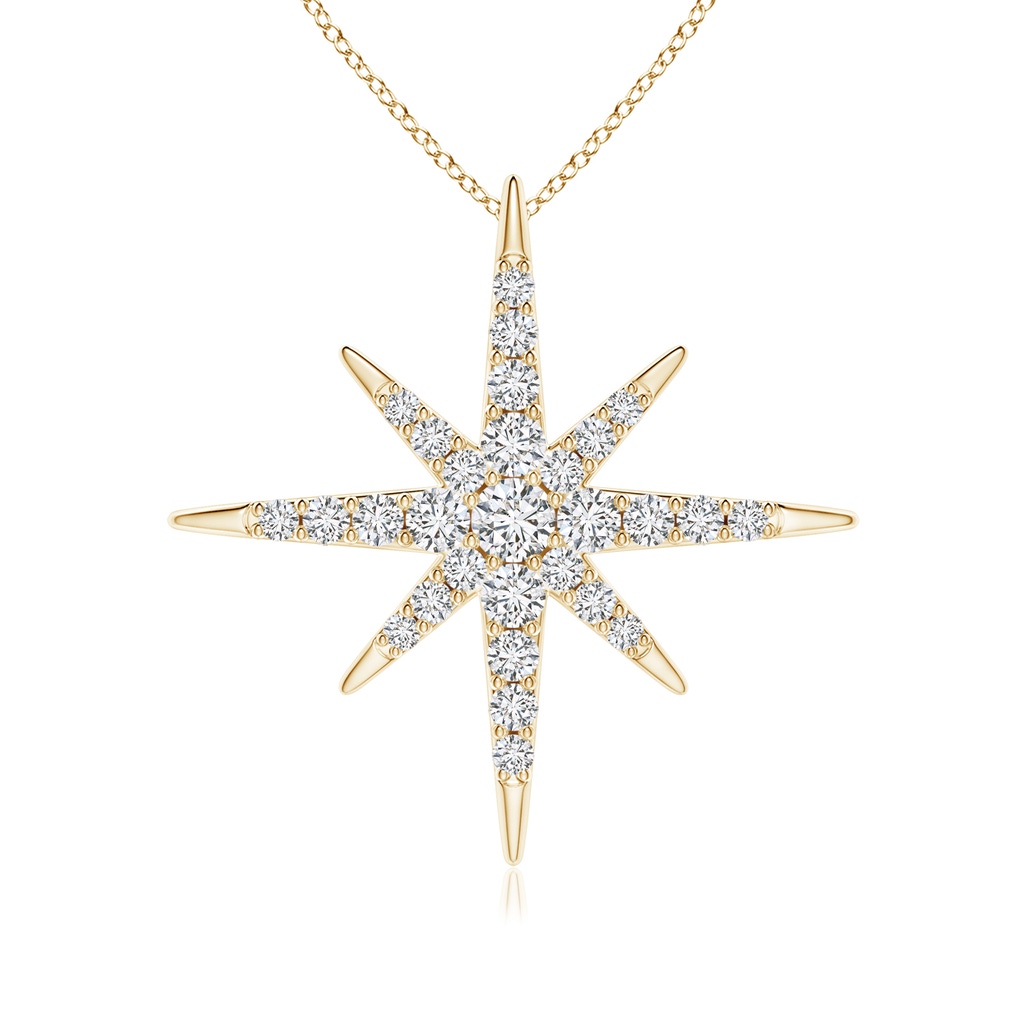 2mm HSI2 Diamond Eight-Point Starburst Pendant in Yellow Gold