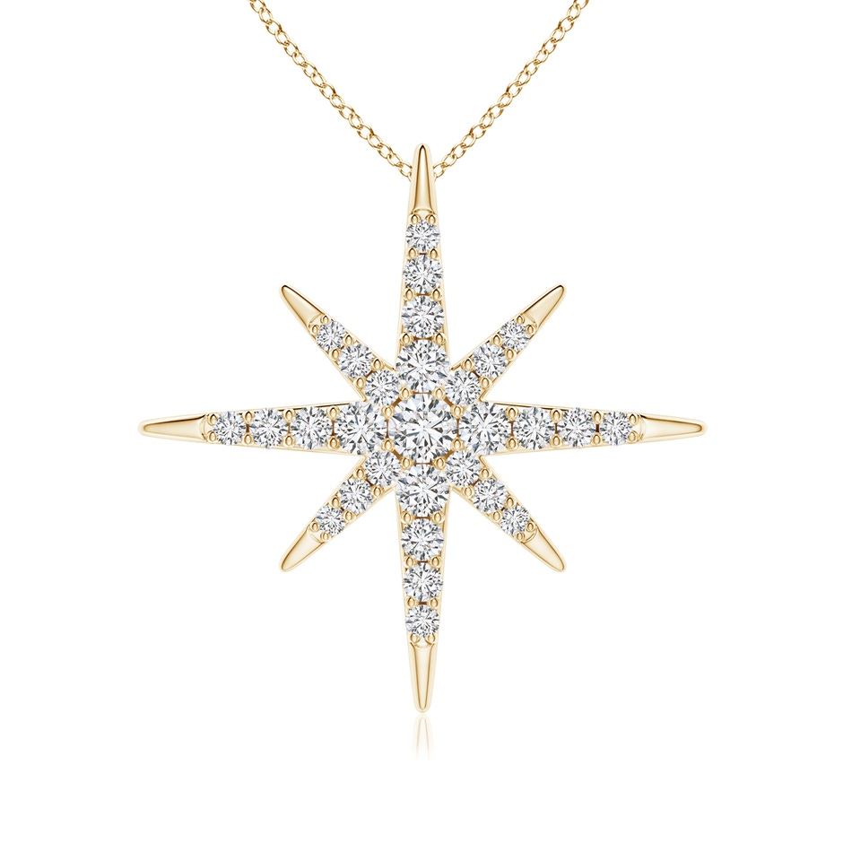 2mm HSI2 Diamond Eight-Point Starburst Pendant in Yellow Gold 