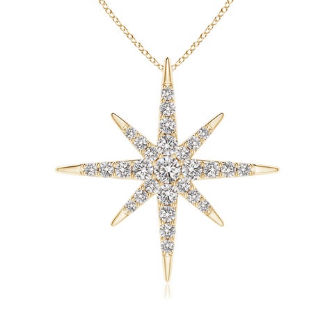 2mm IJI1I2 Diamond Eight-Point Starburst Pendant in 18K Yellow Gold