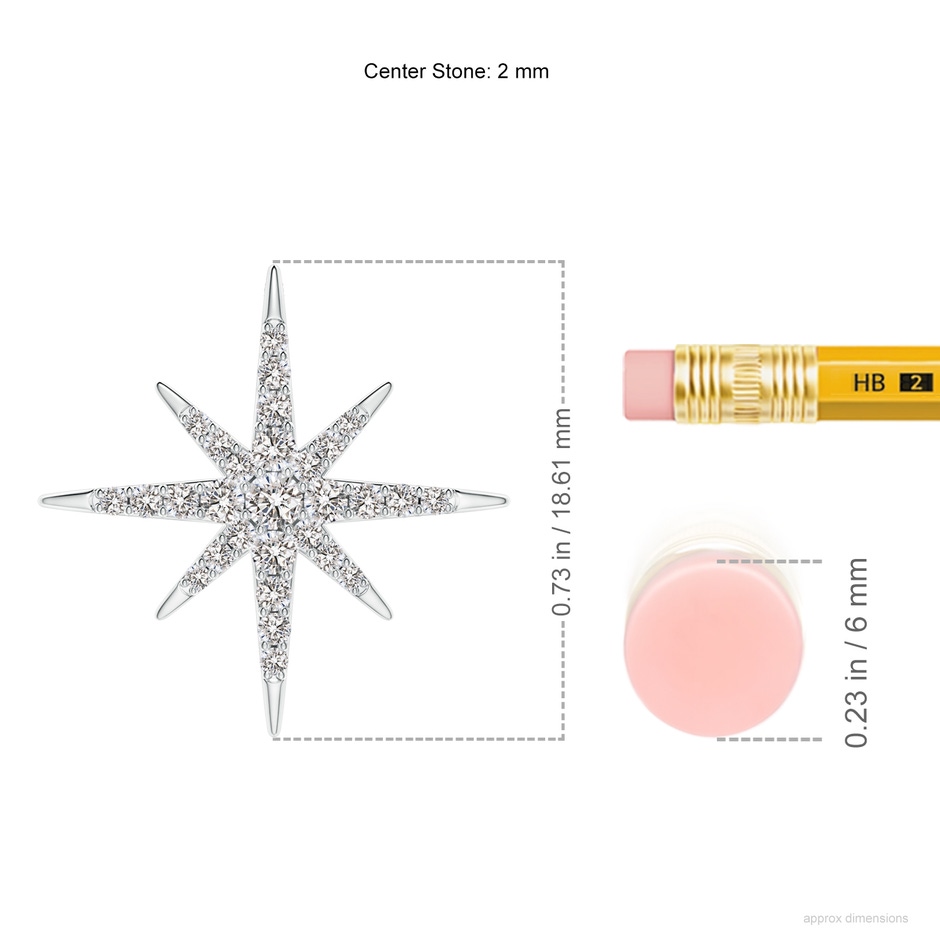 2mm IJI1I2 Diamond Eight-Point Starburst Pendant in White Gold ruler