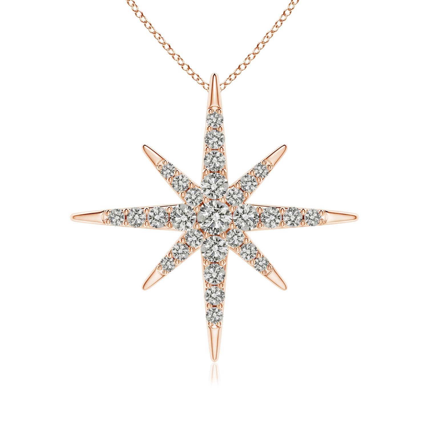 2mm KI3 Diamond Eight-Point Starburst Pendant in 18CT Rose Gold