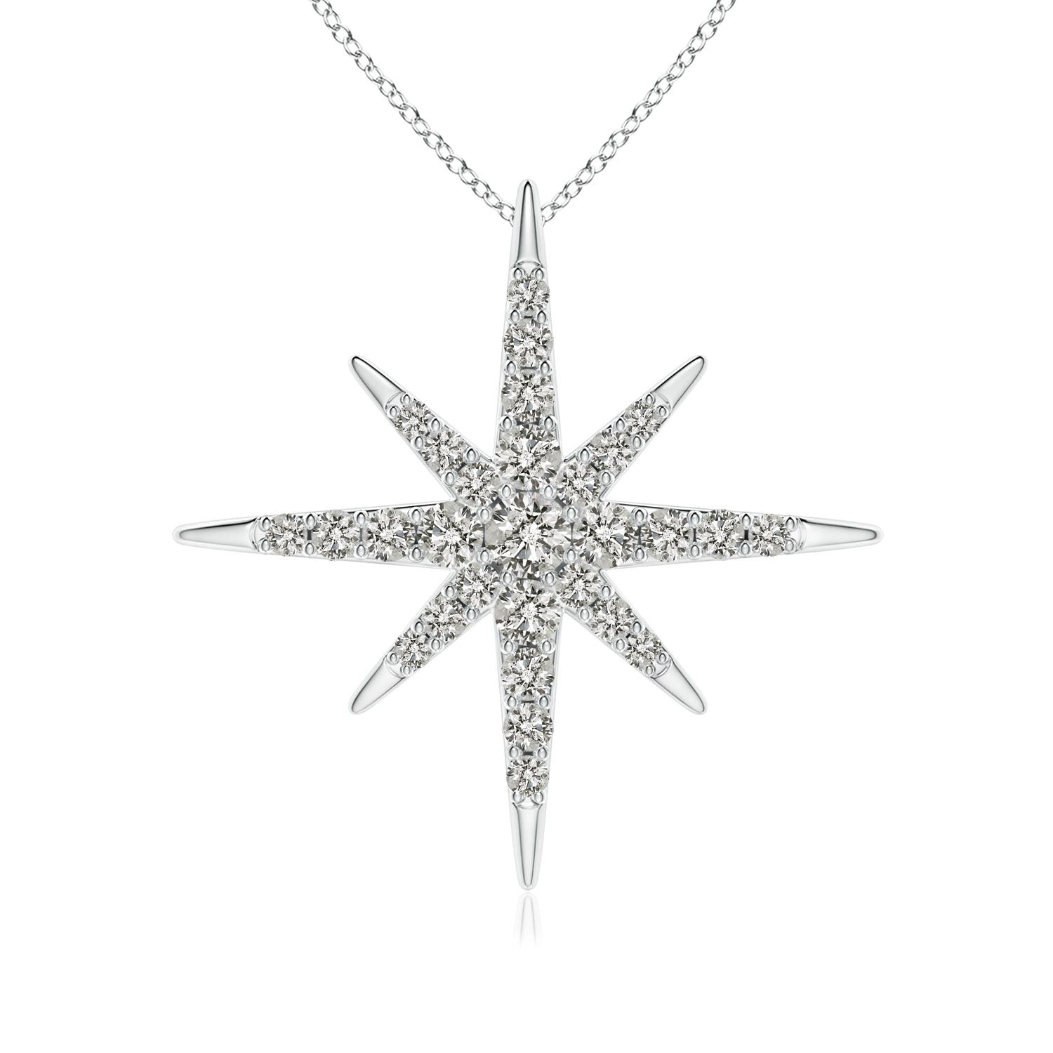 2mm KI3 Diamond Eight-Point Starburst Pendant in 18K White Gold