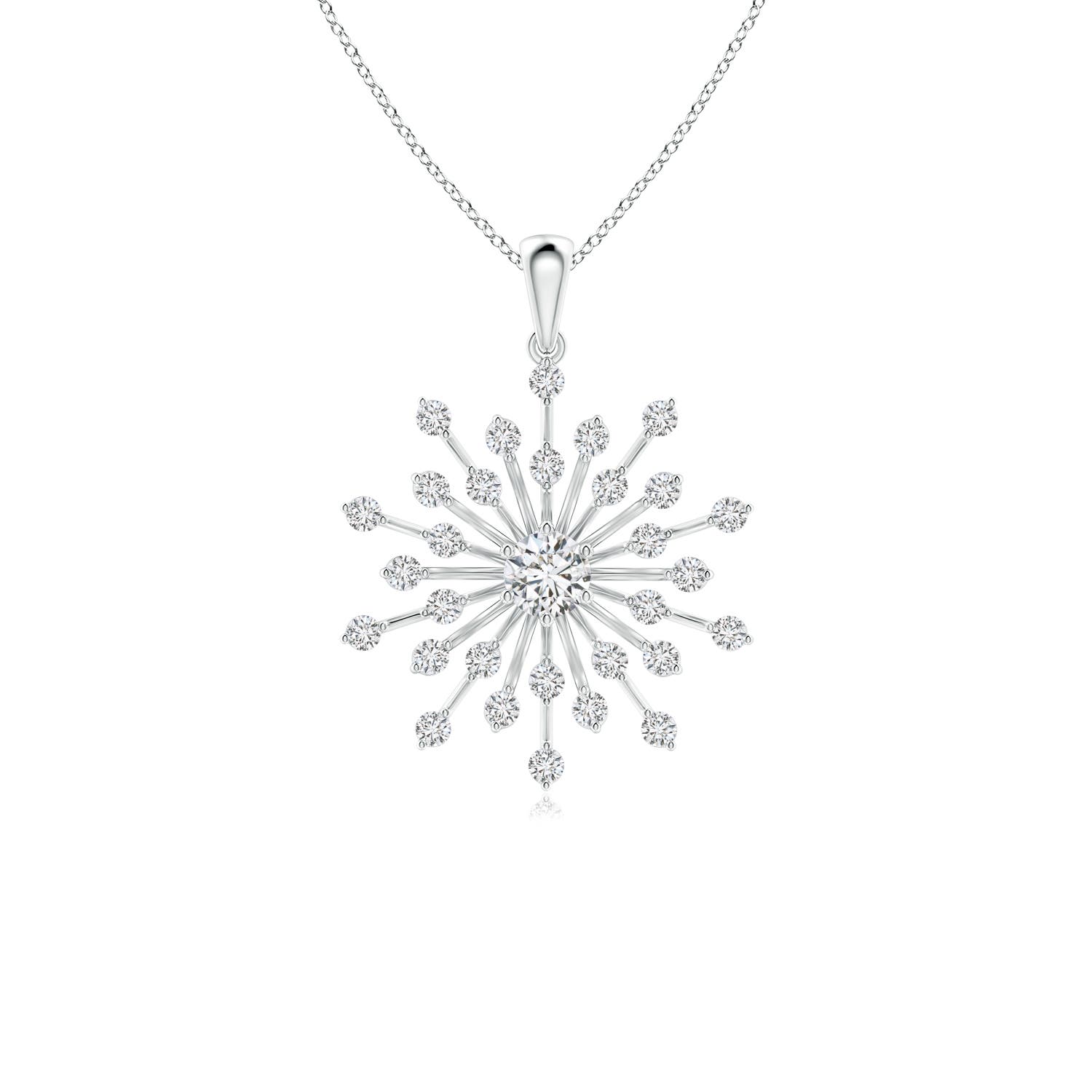 3.8mm HSI2 Prong-Set Diamond Sunburst Pendant in 18K White Gold