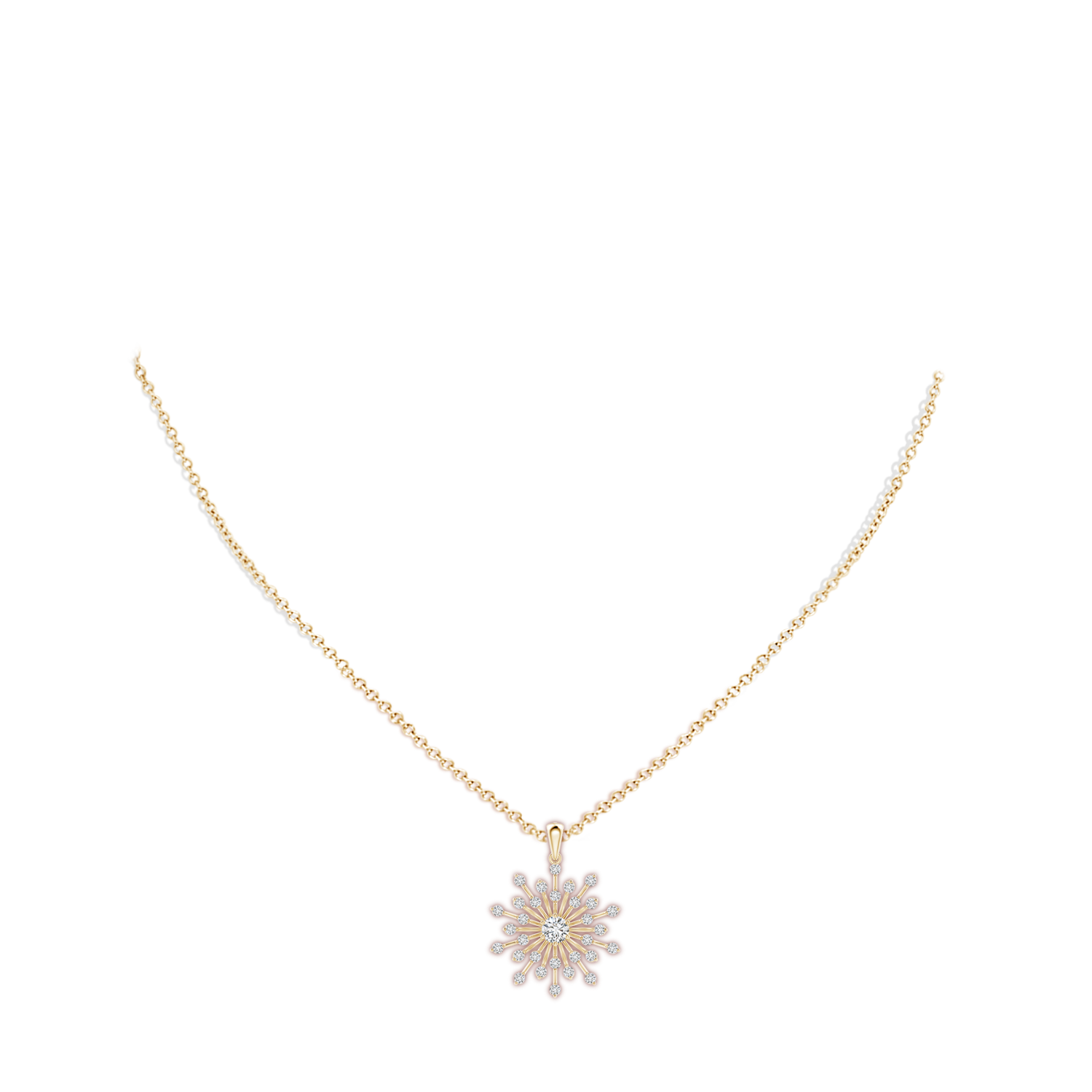 3.8mm HSI2 Prong-Set Diamond Sunburst Pendant in Yellow Gold - body_neck
