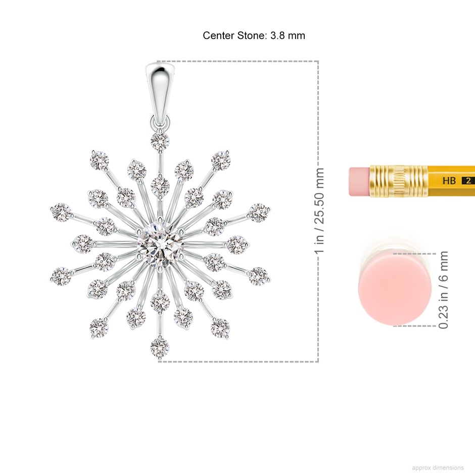 3.8mm IJI1I2 Prong-Set Diamond Sunburst Pendant in White Gold ruler