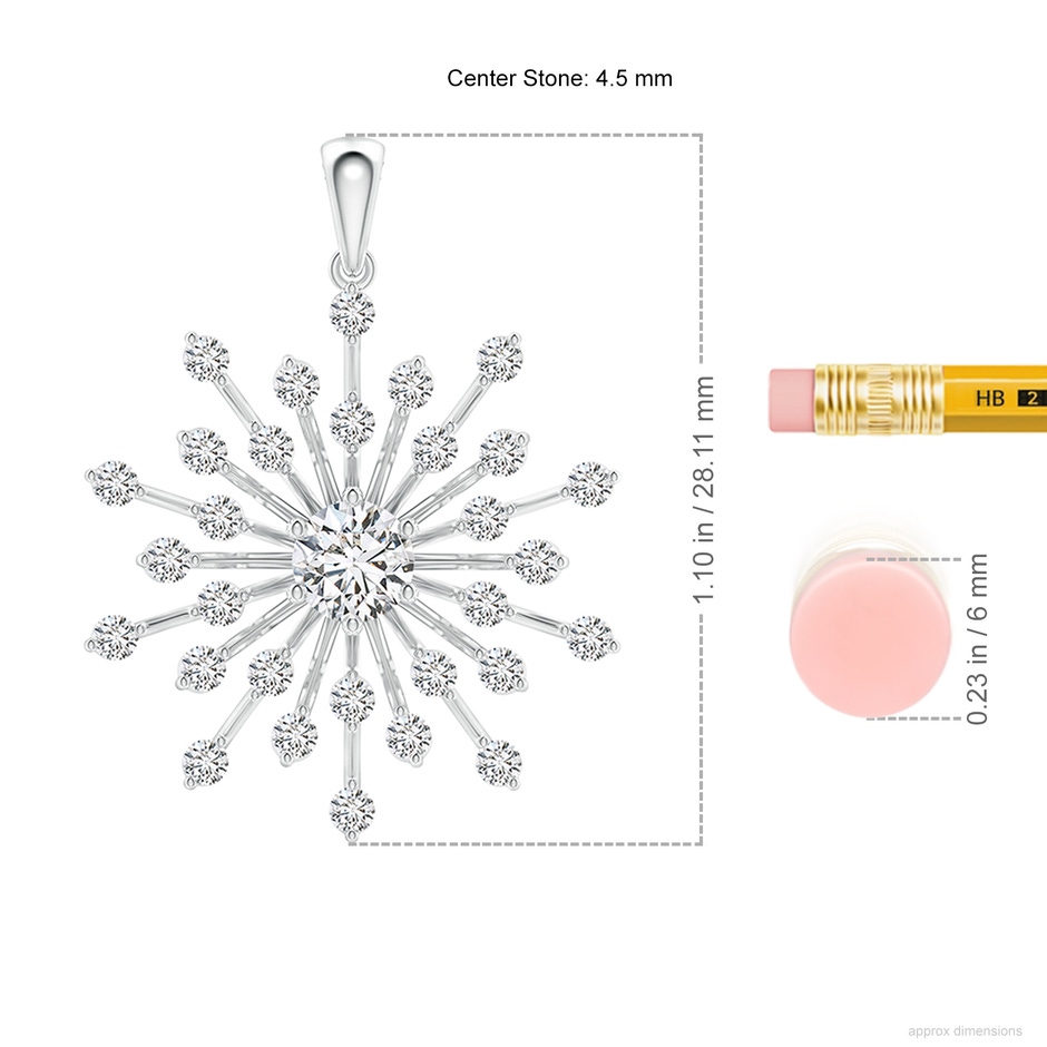 4.5mm HSI2 Prong-Set Diamond Sunburst Pendant in P950 Platinum ruler
