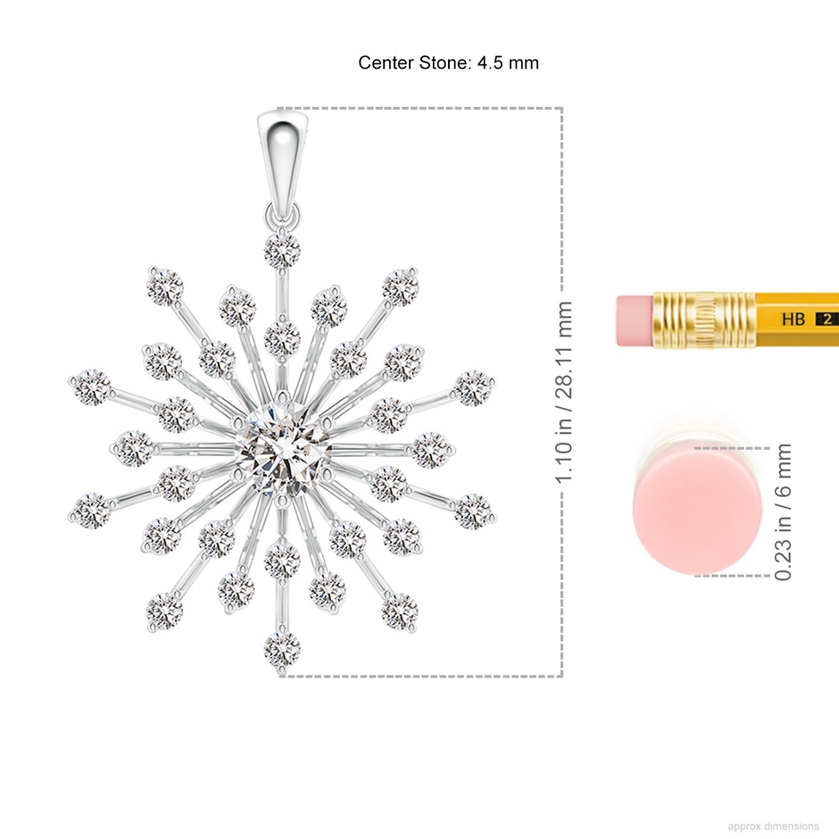 4.5mm IJI1I2 Prong-Set Diamond Sunburst Pendant in P950 Platinum ruler