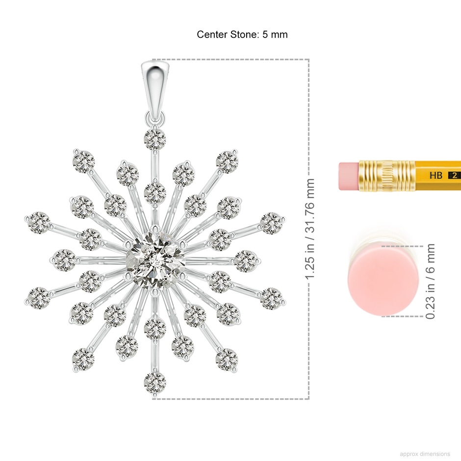 5mm KI3 Prong-Set Diamond Sunburst Pendant in White Gold ruler
