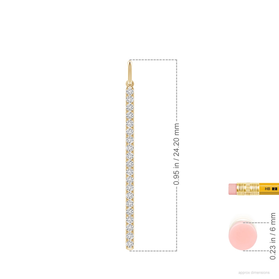 1mm HSI2 Prong-Set Diamond Vertical Bar Pendant in Yellow Gold ruler