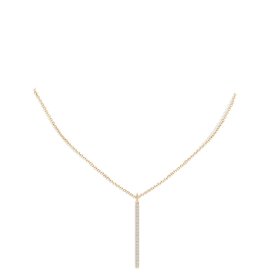 1mm HSI2 Prong-Set Diamond Vertical Bar Pendant in Yellow Gold pen