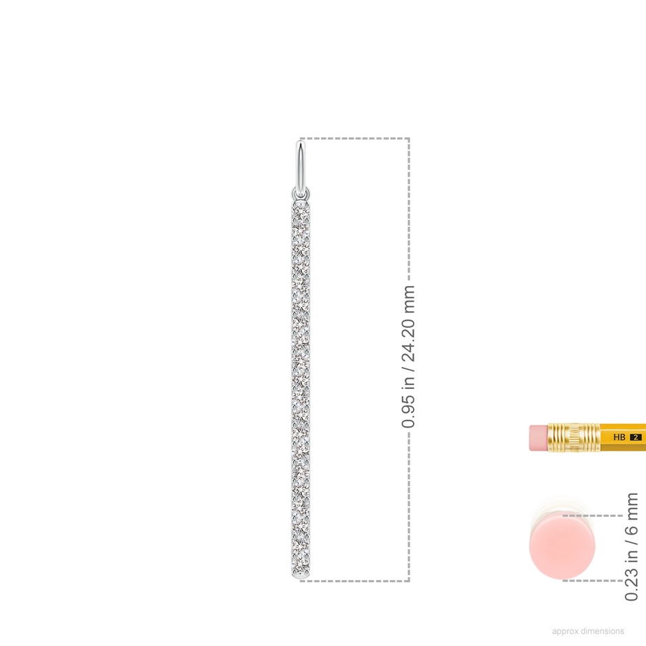 1mm IJI1I2 Prong-Set Diamond Vertical Bar Pendant in P950 Platinum ruler
