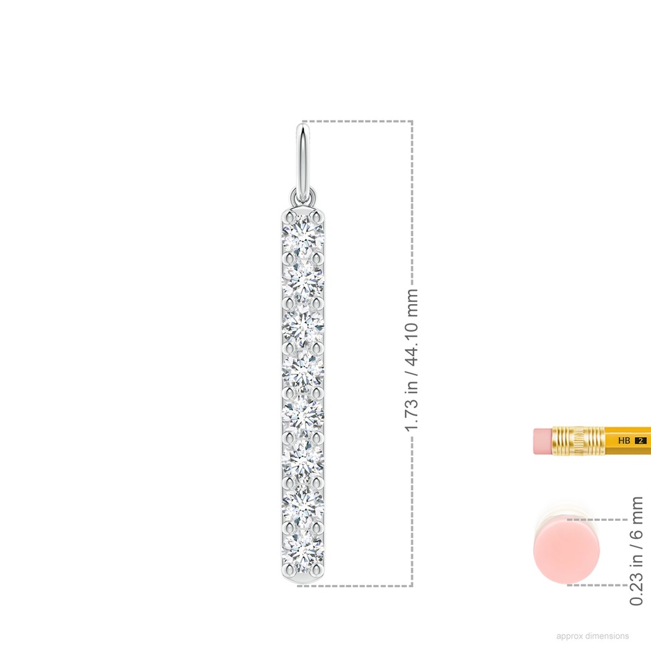 4.1mm GVS2 Prong-Set Diamond Vertical Bar Pendant in P950 Platinum ruler
