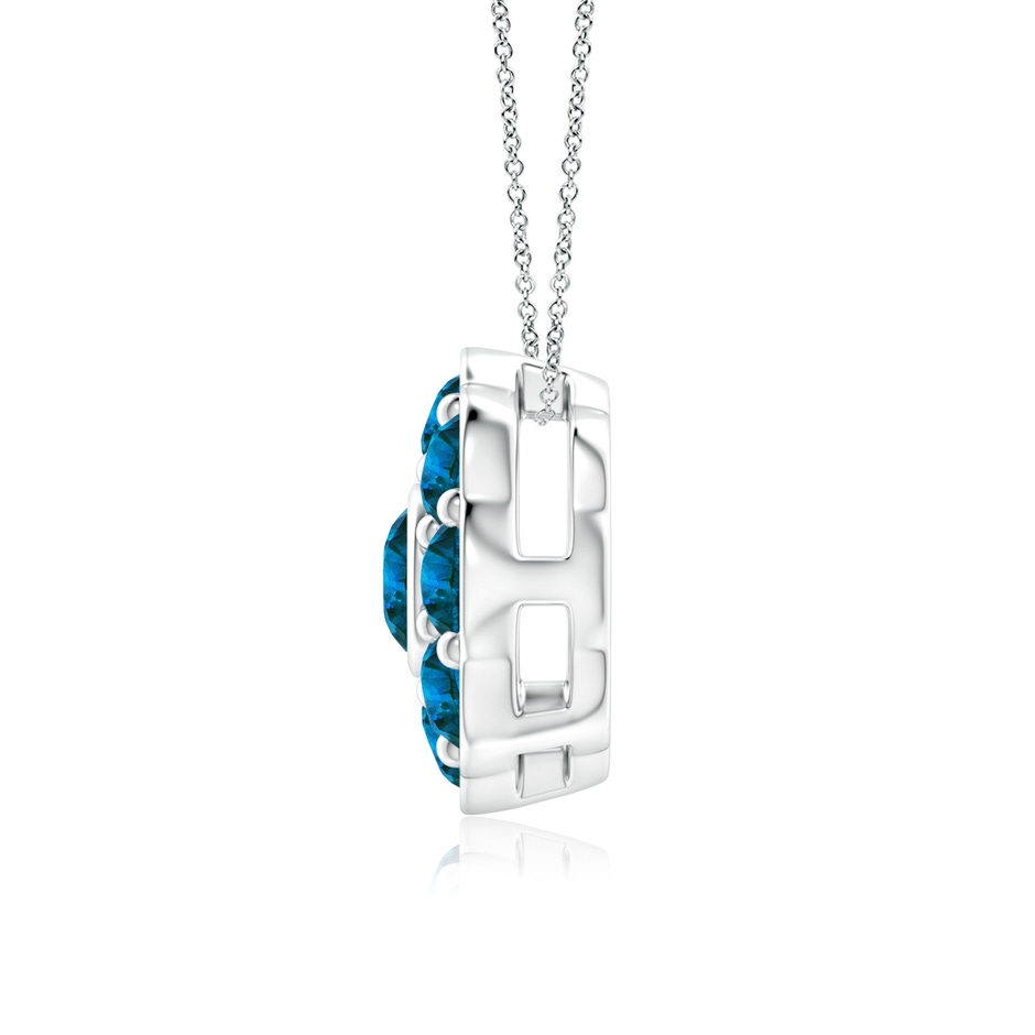 3.7mm AAA Bezel and Pave Set Round Enhanced Blue Diamond Floral Pendant in P950 Platinum side 199
