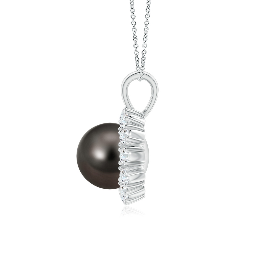10mm AAA Tahitian Pearl Halo V-Bale Pendant in White Gold Side-1