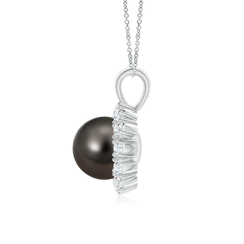 10mm AAA Tahitian Pearl Halo V-Bale Pendant in White Gold side-1