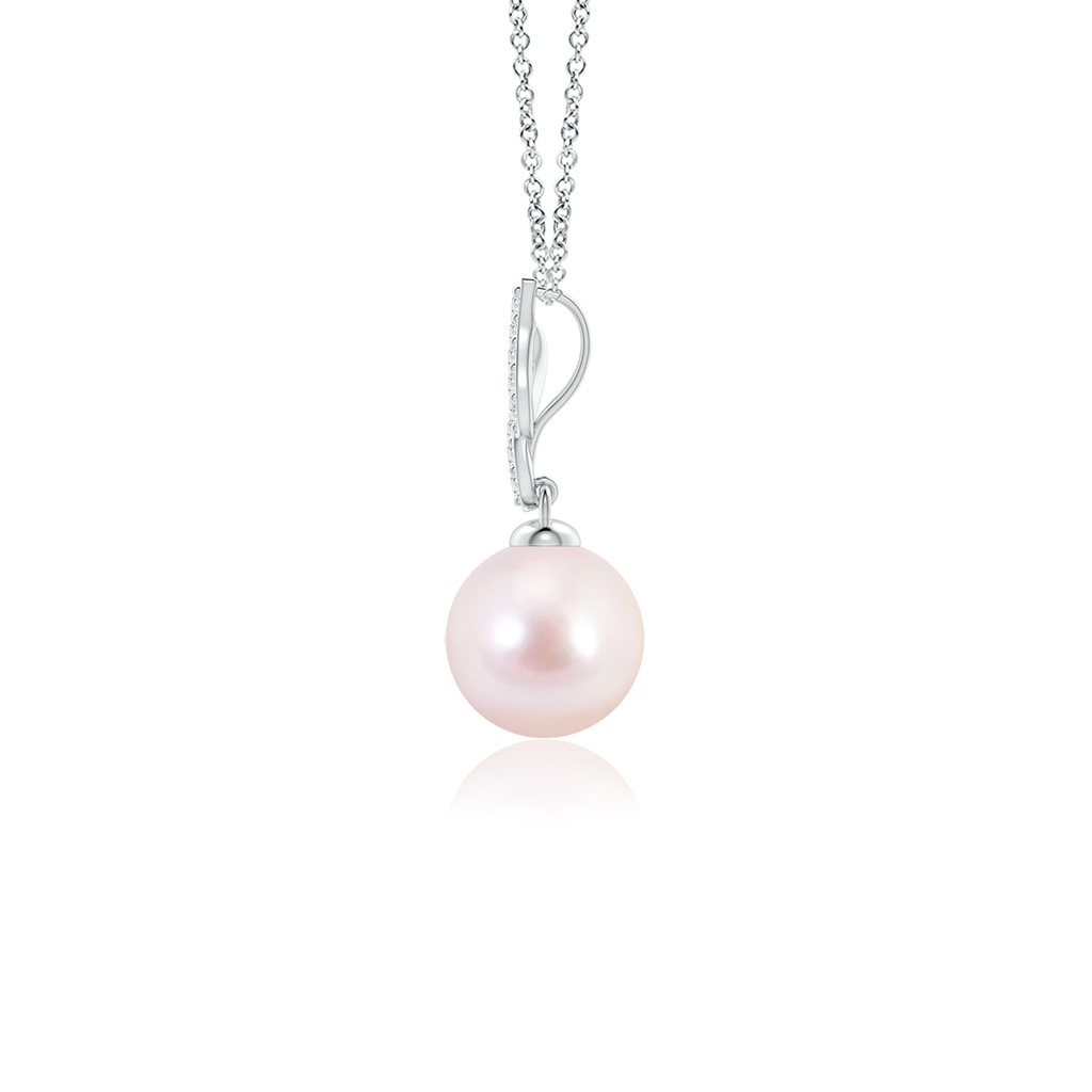 7mm AAAA Japanese Akoya Pearl Pendant with Flame Motif in P950 Platinum Side-1