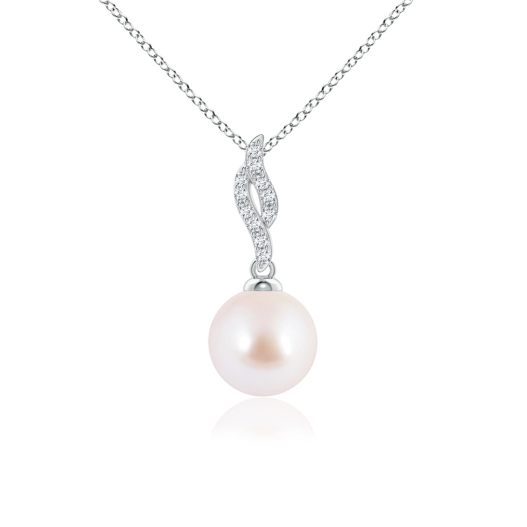 8mm AAA Japanese Akoya Pearl Pendant with Flame Motif in P950 Platinum