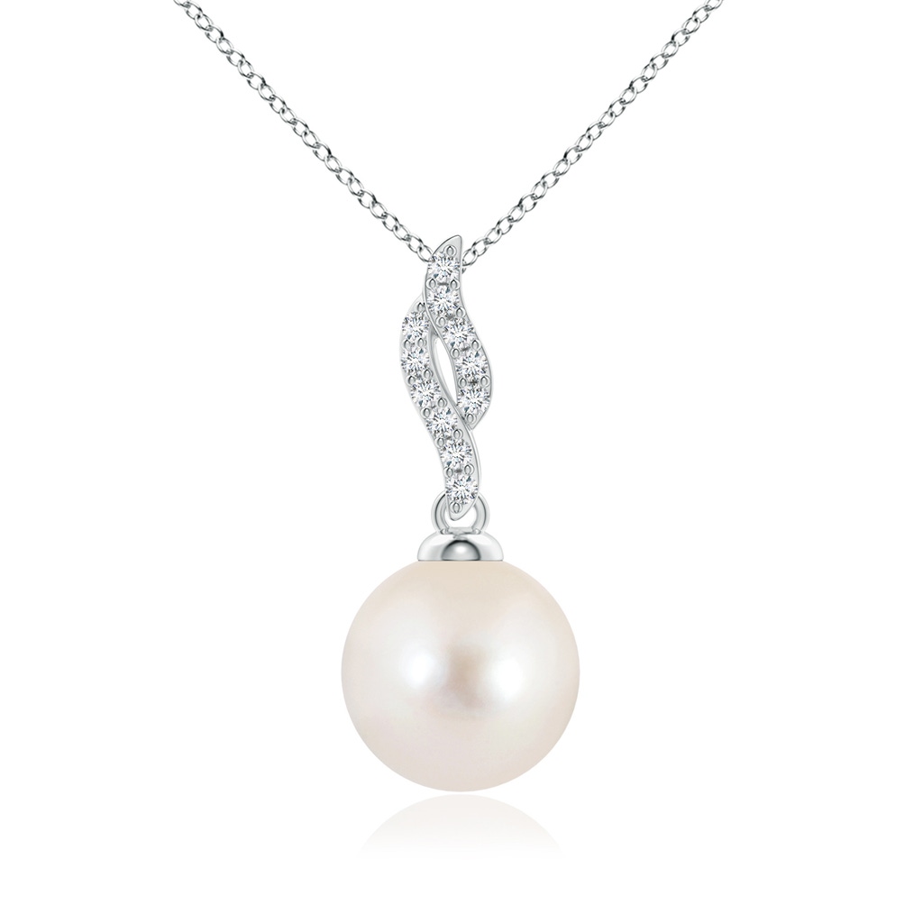 10mm AAAA Freshwater Pearl Pendant with Flame Motif in P950 Platinum