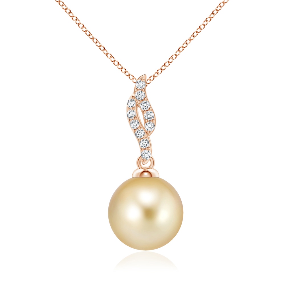 10mm AAAA Golden South Sea Pearl Pendant with Flame Motif in Rose Gold