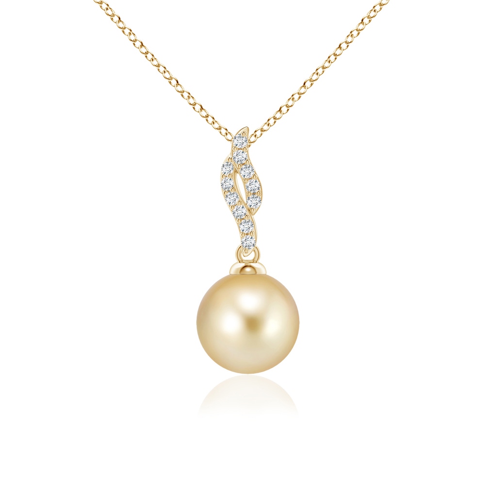 8mm AAAA Golden South Sea Pearl Pendant with Flame Motif in Yellow Gold
