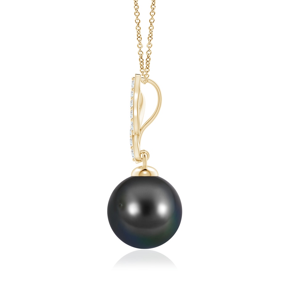 10mm AA Tahitian Pearl Pendant with Flame Motif in Yellow Gold side-1