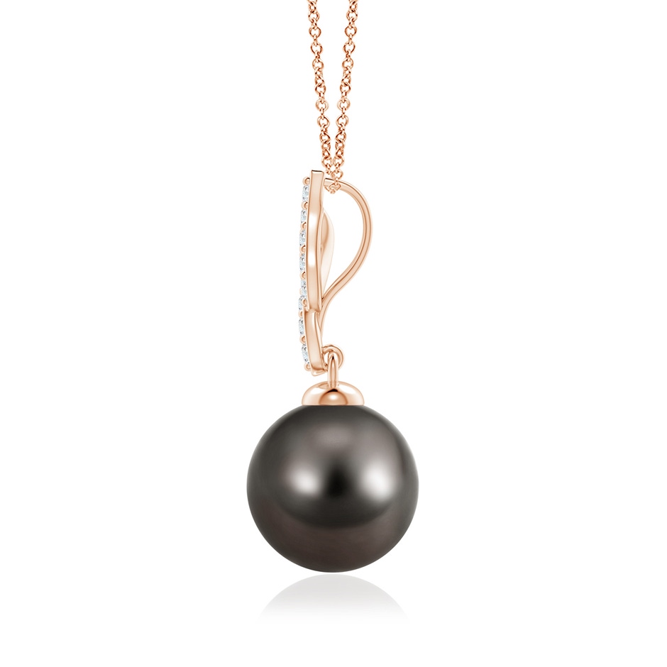 10mm AAA Tahitian Pearl Pendant with Flame Motif in Rose Gold side-1