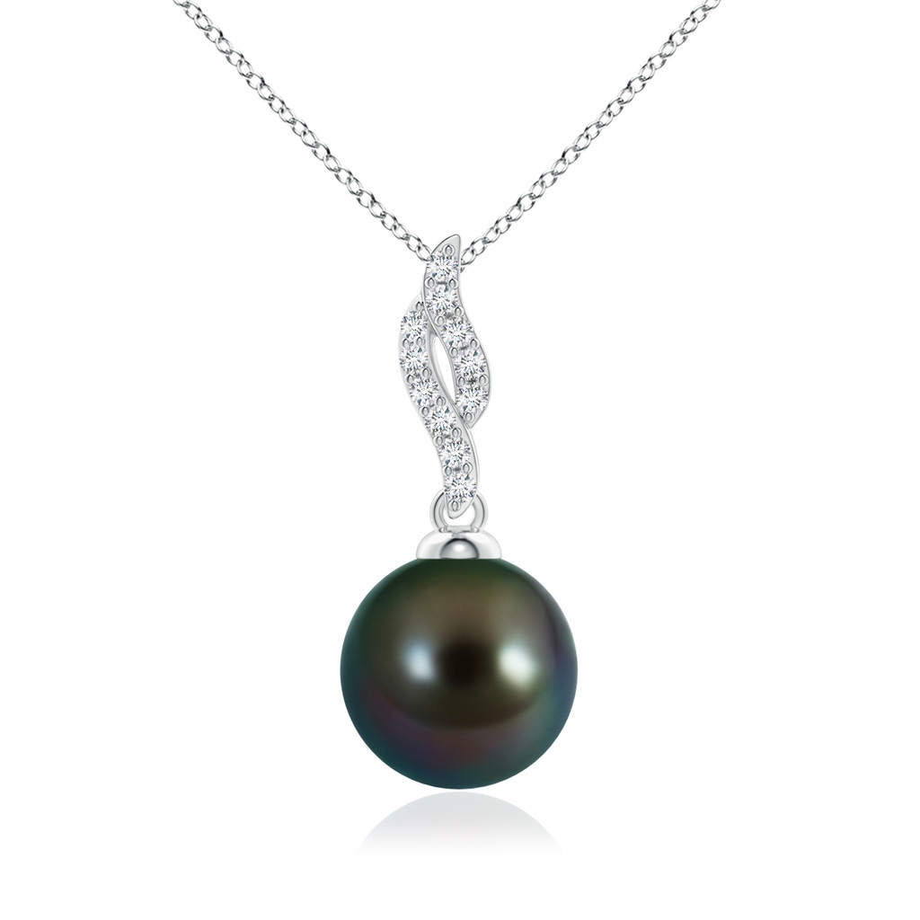 10mm AAAA Tahitian Pearl Pendant with Flame Motif in P950 Platinum