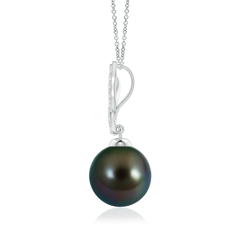 10mm AAAA Tahitian Pearl Pendant with Flame Motif in P950 Platinum - side_1