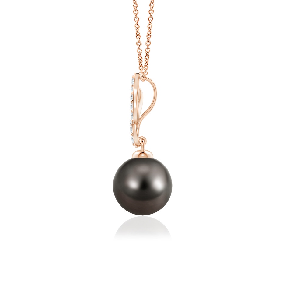 8mm AAA Tahitian Pearl Pendant with Flame Motif in Rose Gold side-1