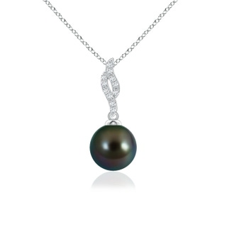 8mm AAAA Tahitian Pearl Pendant with Flame Motif in P950 Platinum