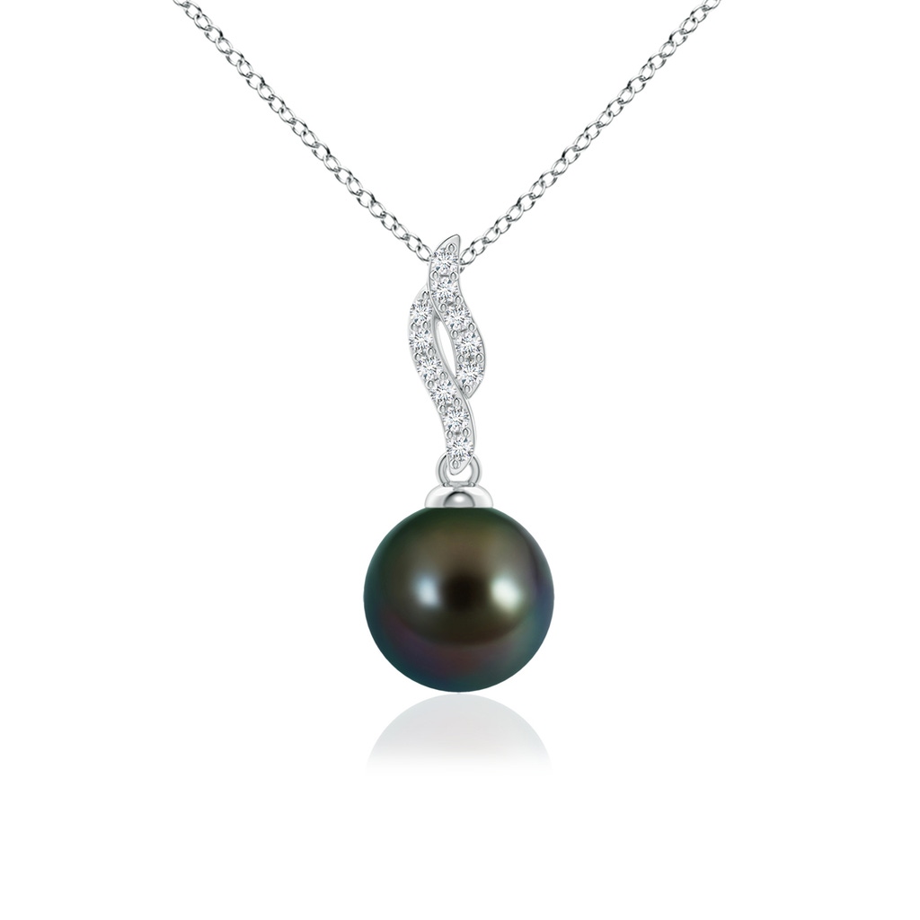 8mm AAAA Tahitian Pearl Pendant with Flame Motif in White Gold