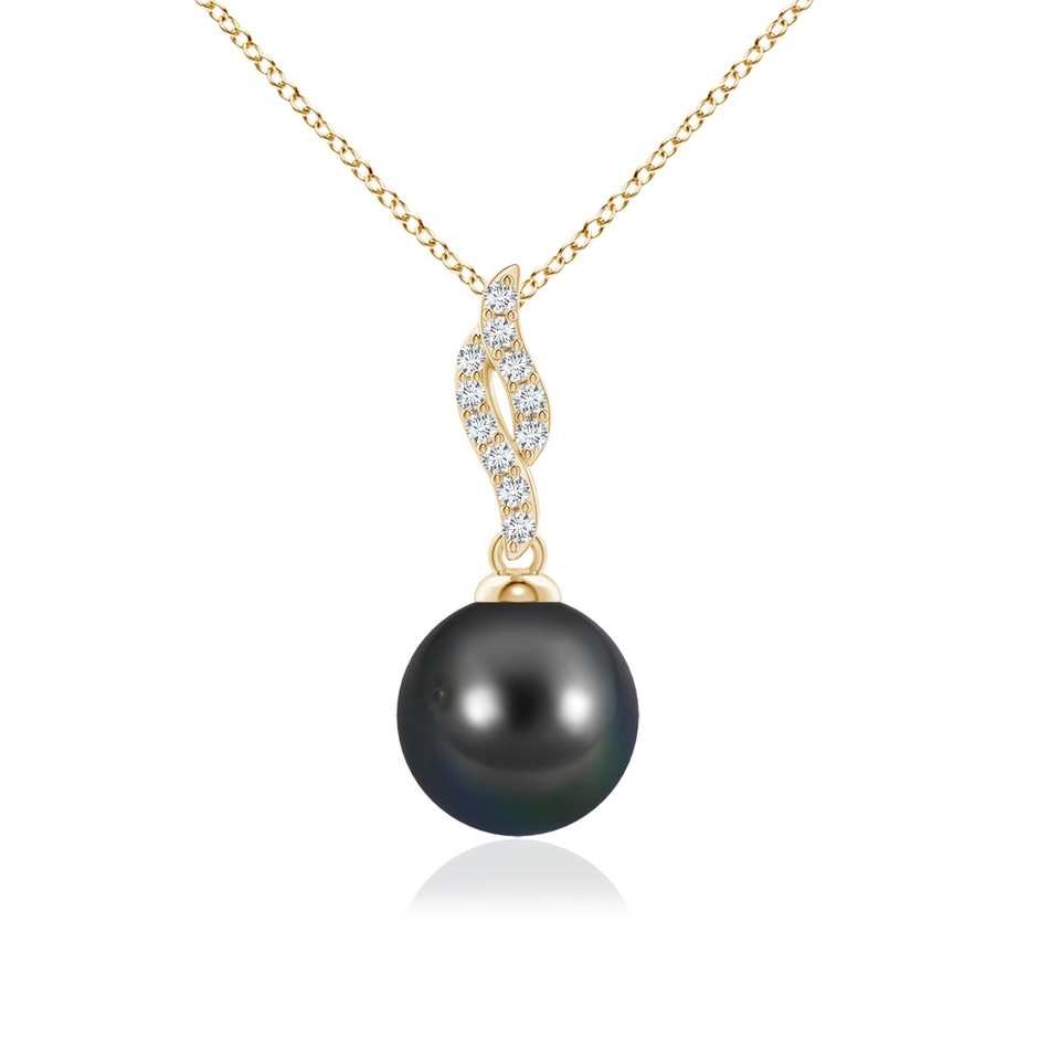 9mm AA Tahitian Pearl Pendant with Flame Motif in Yellow Gold 