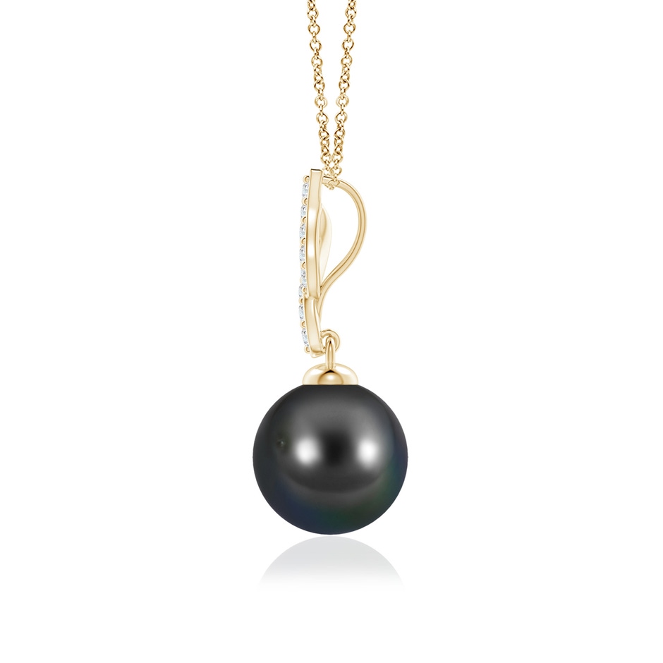 9mm AA Tahitian Pearl Pendant with Flame Motif in Yellow Gold side-1