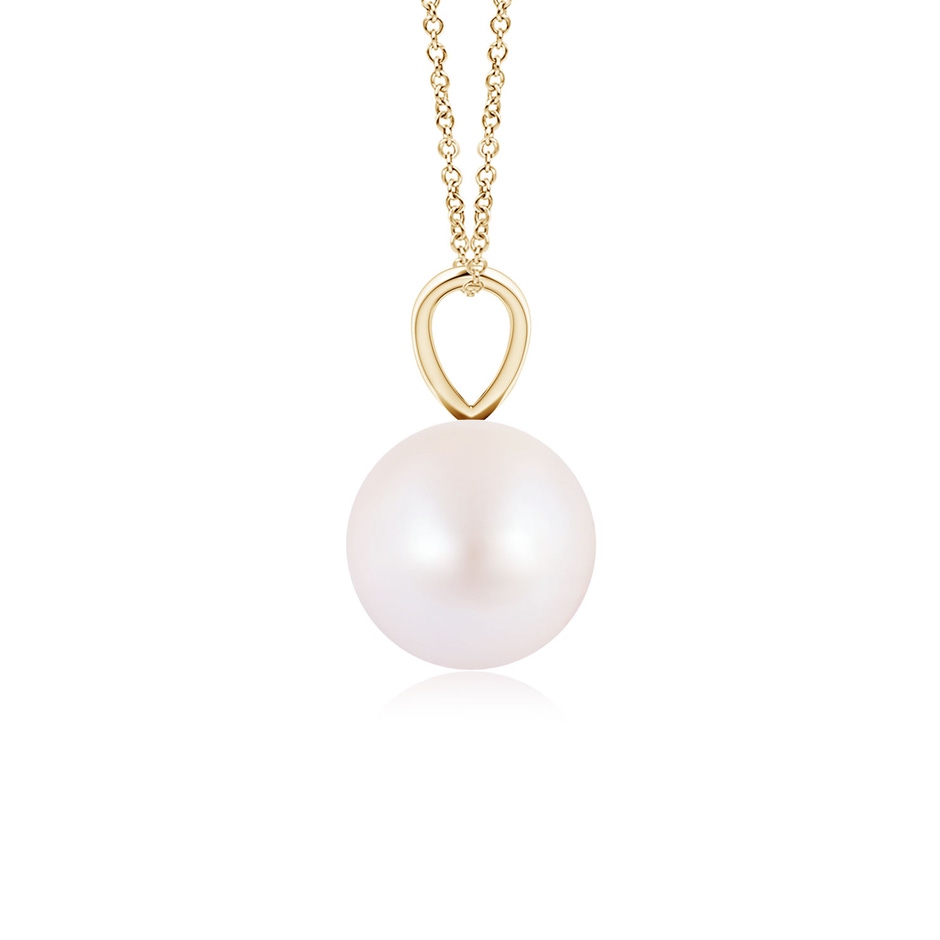 7mm AA Japanese Akoya Pearl Solitaire V-Bale Pendant in 9K Yellow Gold side-1