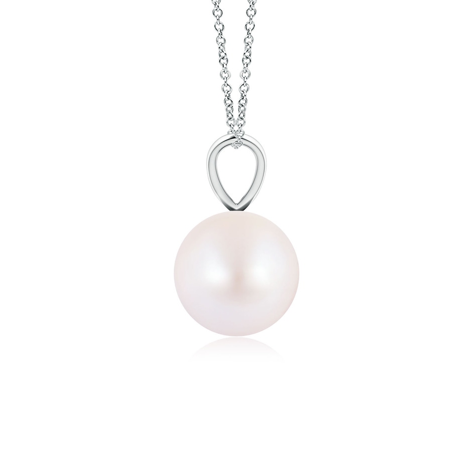 7mm AA Japanese Akoya Pearl Solitaire V-Bale Pendant in P950 Platinum side-1
