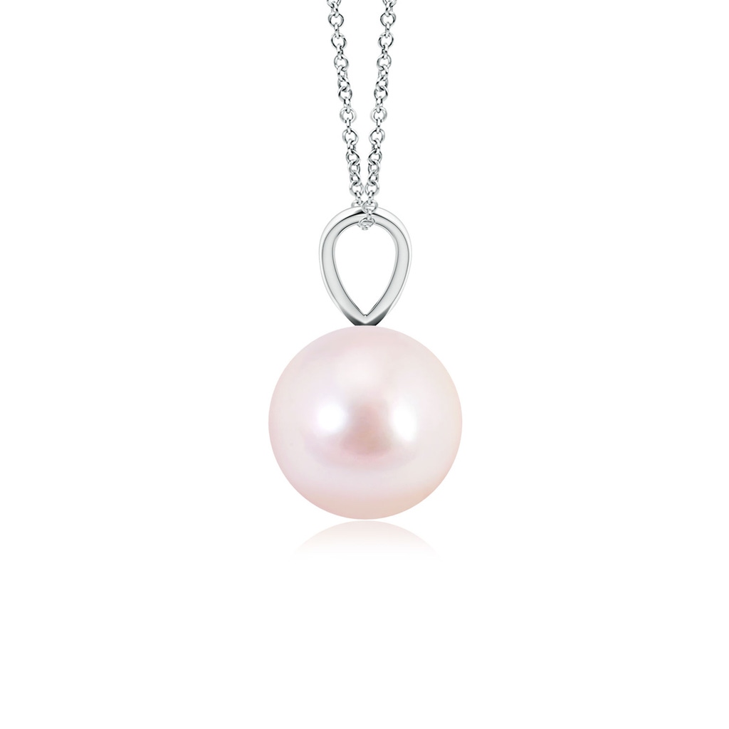 7mm AAAA Japanese Akoya Pearl Solitaire V-Bale Pendant in P950 Platinum Side-1