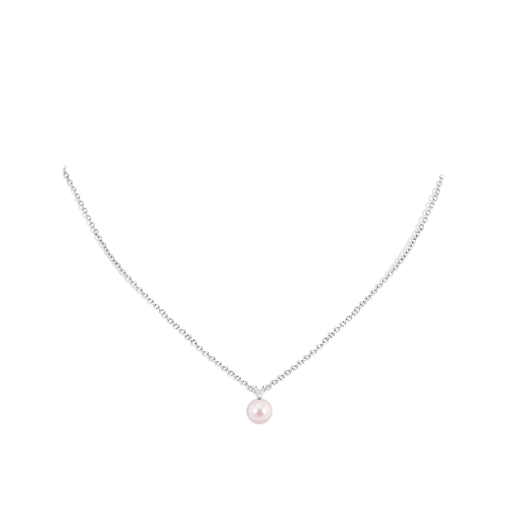 7mm AAAA Japanese Akoya Pearl Solitaire V-Bale Pendant in P950 Platinum Body-Neck